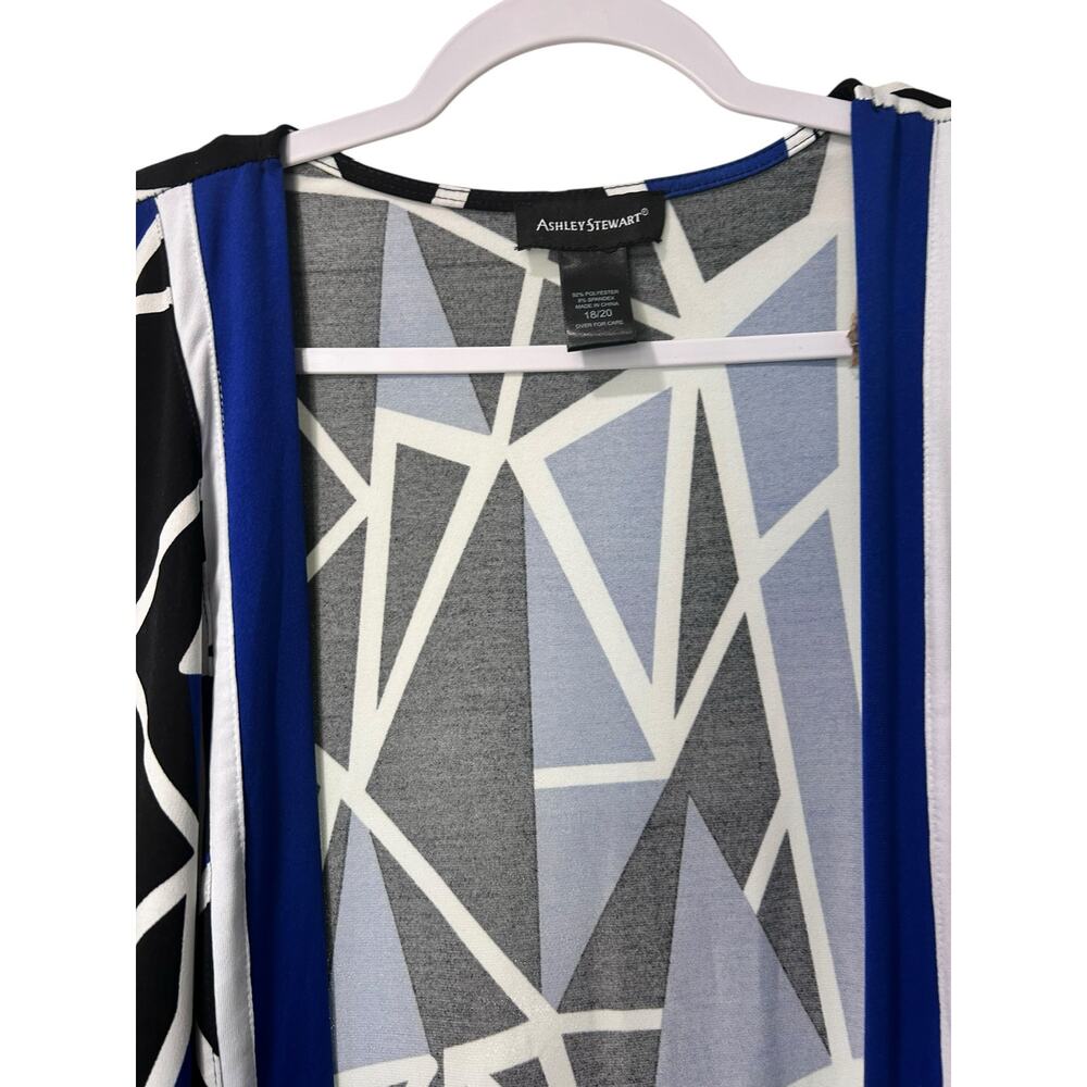 Ashley Stewart Open Cardigan Cover Up Maxi Artsy Boho Geometric Design SZ 18/20 - Picture 2 of 7